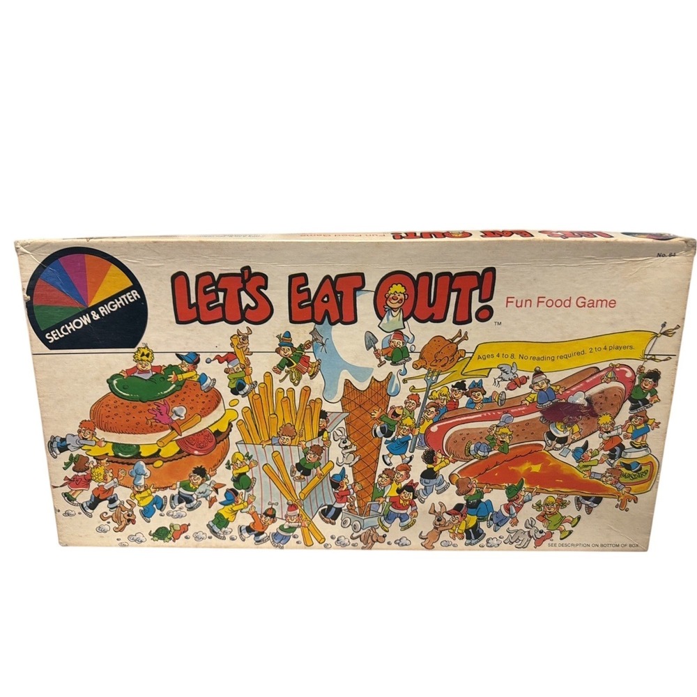 Vintage 1981 Lets Eat Out Board Game Selchow Righter No 64 Rare Food Game